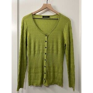 ZOZO Women's Green Cotton Modal Blend Button Front Cardigan Size L